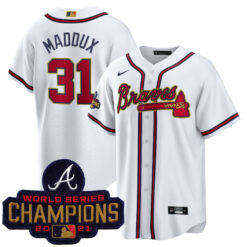 Greg Maddux Atlanta Braves White 2022 Gold Program Jersey - All Stitched
