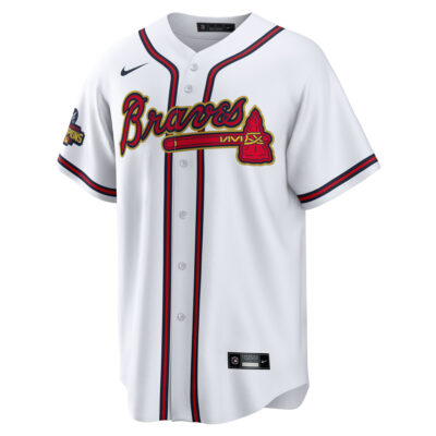 Alternative view of Greg Maddux Atlanta Braves White 2022 Gold Program Jersey - All Stitched