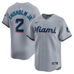 Jazz Chisholm Jr Miami Marlins Grey Road Limited Jersey - All Stitched