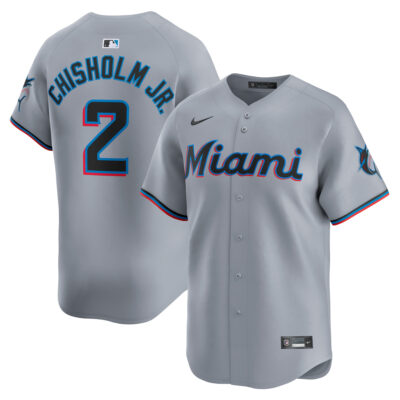 Jazz Chisholm Jr Miami Marlins Grey Road Limited Jersey - All Stitched