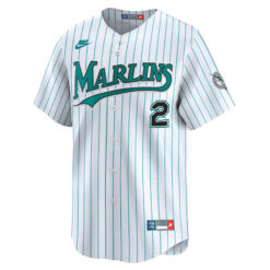 Alternative view of Jazz Chisholm Jr Miami Marlins White Cooperstown Limited Jersey - All Stitched