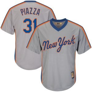 Mike Piazza New York Mets Grey Cooperstown Collection Jersey - All Stitched