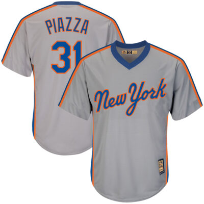 Mike Piazza New York Mets Grey Cooperstown Collection Jersey - All Stitched