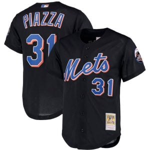 Mike Piazza New York Mets Black Cooperstown Collection Jersey - All Stitched