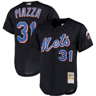 Mike Piazza New York Mets Black Cooperstown Collection Jersey - All Stitched