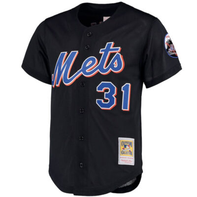 Alternative view of Mike Piazza New York Mets Black Cooperstown Collection Jersey - All Stitched