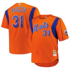 Mike Piazza New York Mets Orange Cooperstown Collection Jersey - All Stitched