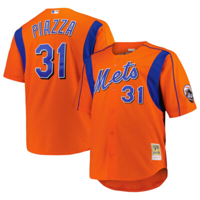 Mike Piazza New York Mets Orange Cooperstown Collection Jersey - All Stitched