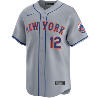 Alternative view of Francisco Lindor New York Mets Grey Road Limited Jersey - All Stitched
