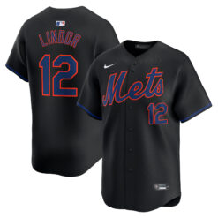 Francisco Lindor New York Mets Black Alternate Limited Jersey - All Stitched