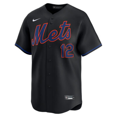 Alternative view of Francisco Lindor New York Mets Black Alternate Limited Jersey - All Stitched