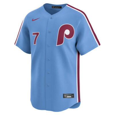 Alternative view of Trea Turner Philadelphia Phillies Light Blue Alternate Limited Jersey - All Stitched