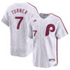 Trea Turner Philadelphia Phillies White Cooperstown Limited Jersey - All Stitched