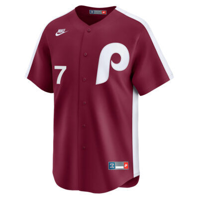 Alternative view of Trea Turner Philadelphia Phillies Red Cooperstown Limited Jersey - All Stitched