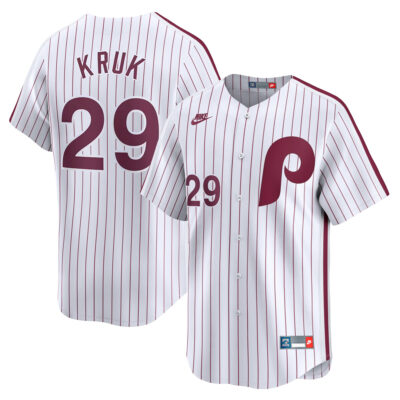 John Kruk Philadelphia Phillies White Cooperstown Limited Jersey - All Stitched