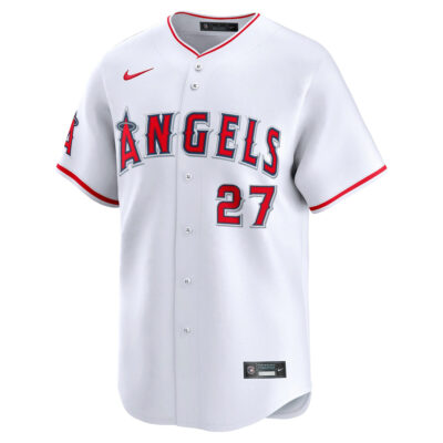 Alternative view of Mike Trout Los Angeles Angels White Home Limited Jersey - All Stitched