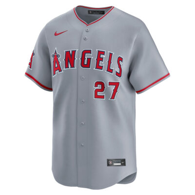 Alternative view of Mike Trout Los Angeles Angels Grey Road Limited Jersey - All Stitched