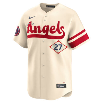 Alternative view of Mike Trout Los Angeles Angels Natural City Connect Limited Jersey - All Stitched