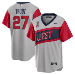 Mike Trout Los Angeles Angels Grey 2021 Little League Classic Jersey - All Stitched