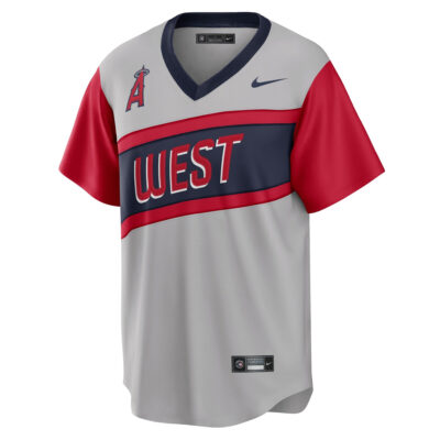 Alternative view of Mike Trout Los Angeles Angels Grey 2021 Little League Classic Jersey - All Stitched