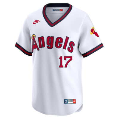 Alternative view of Shohei Ohtani Los Angeles Angels White Cooperstown Limited Jersey - All Stitched