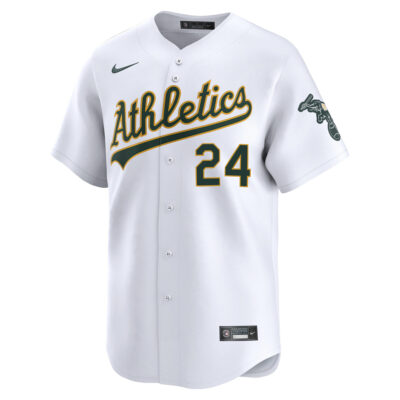 Alternative view of Rickey Henderson Oakland Athletics White Home Limited Jersey - All Stitched