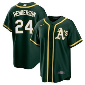 Rickey Henderson Oakland Athletics Green Alternate Jersey - All Stitched