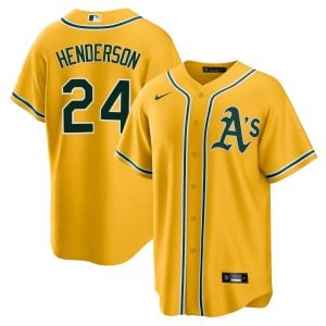 Rickey Henderson Oakland Athletics Gold Alternate Jersey - All Stitched