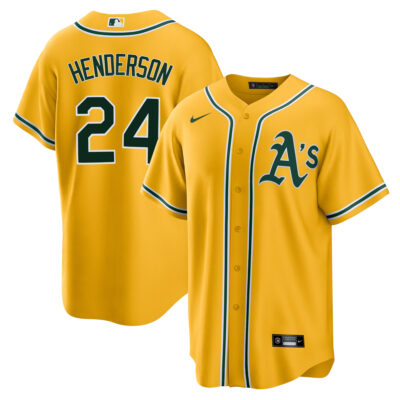 Rickey Henderson Oakland Athletics Gold Alternate Jersey - All Stitched