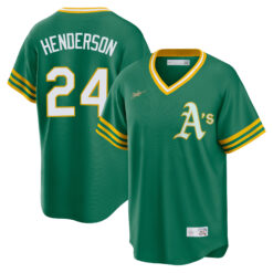 Rickey Henderson Oakland Athletics Green Cooperstown Collection Jersey - All Stitched