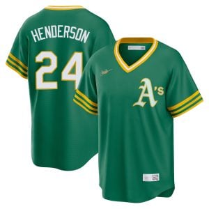 Rickey Henderson Oakland Athletics Green Cooperstown Collection Jersey - All Stitched