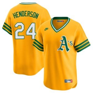 Rickey Henderson Oakland Athletics Gold Cooperstown Collection Jersey - All Stitched