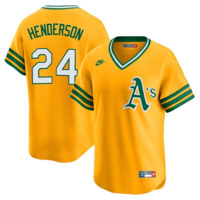 Rickey Henderson Oakland Athletics Gold Cooperstown Collection Jersey - All Stitched