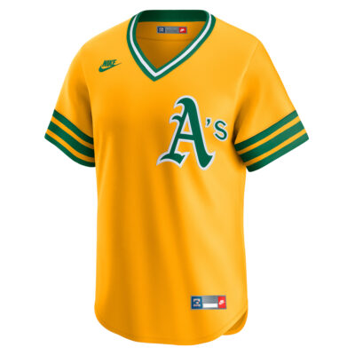 Alternative view of Rickey Henderson Oakland Athletics Gold Cooperstown Collection Jersey - All Stitched