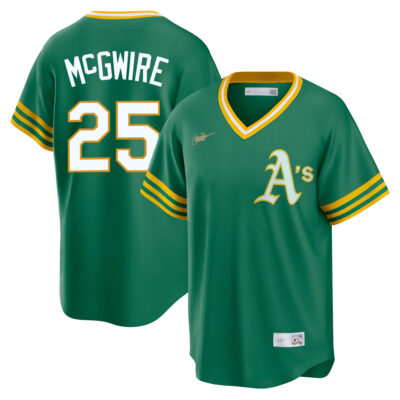 Mark McGwire Oakland Athletics Green Cooperstown Collection Jersey - All Stitched
