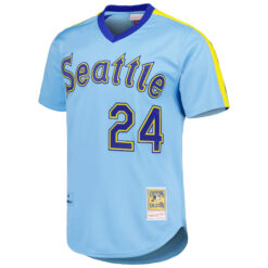 Alternative view of Ken Griffey Jr Seattle Mariners Light Blue Cooperstown Collection Jersey - All Stitched