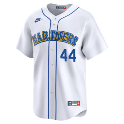 Alternative view of Julio Rodriguez Seattle Mariners White Cooperstown Collection Jersey - All Stitched
