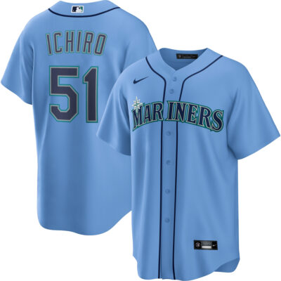 Ichiro Suzuki Seattle Mariners Light Blue Alternate Jersey - All Stitched
