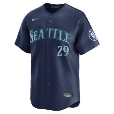 Alternative view of Cal Raleigh Seattle Mariners Navy Road Limited Jersey - All Stitched
