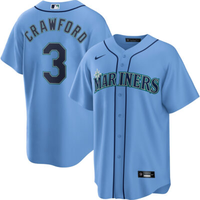 JP Crawford Seattle Mariners Light Blue Alternate Jersey - All Stitched