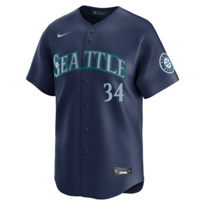 Alternative view of Felix Hernandez Seattle Mariners Navy Road Limited Jersey - All Stitched