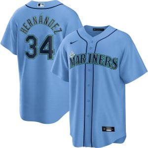 Felix Hernandez Seattle Mariners Light Blue Alternate Jersey - All Stitched