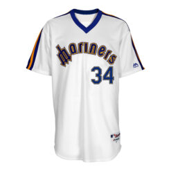 Alternative view of Felix Hernandez Seattle Mariners White 1984 Throwback Jersey - All Stitched