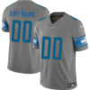 Custom Detroit Lions Silver Grey Alternate Vapor Limited Jersey - All Stitched