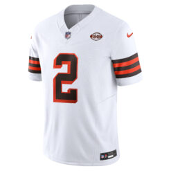 Alternative view of Shedeur Sanders Cleveland Browns White 1946 Throwback Vapor F.U.S.E Limited Jersey - All Stitched