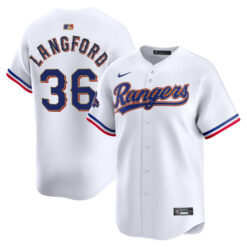 Wyatt Langford Texas Rangers White 2024 Gold Collection Limited Jersey - All Stitched