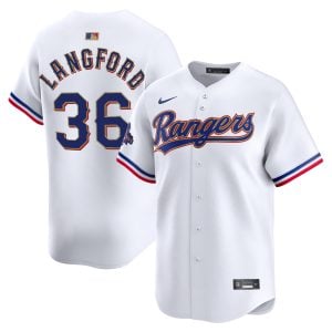 Wyatt Langford Texas Rangers White 2024 Gold Collection Limited Jersey - All Stitched