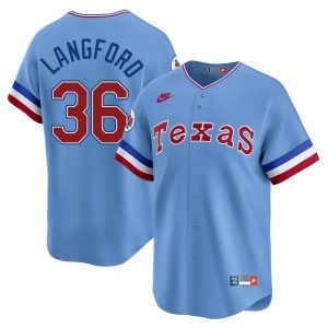 Wyatt Langford Texas Rangers Light Blue 1981-82 Cooperstown Limited Jersey - All Stitched