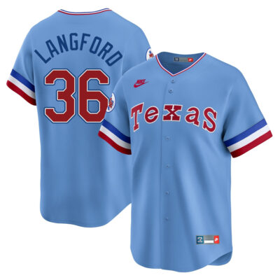 Wyatt Langford Texas Rangers Light Blue 1981-82 Cooperstown Limited Jersey - All Stitched