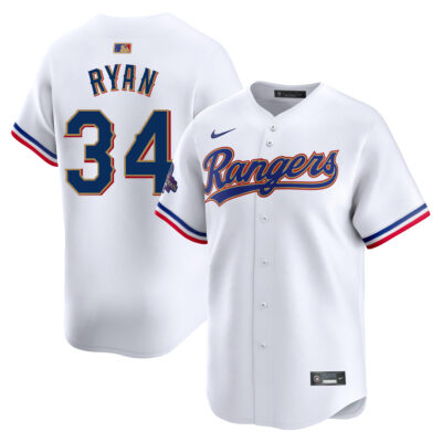 Nolan Ryan Texas Rangers White 2024 Gold Collection Limited Jersey - All Stitched